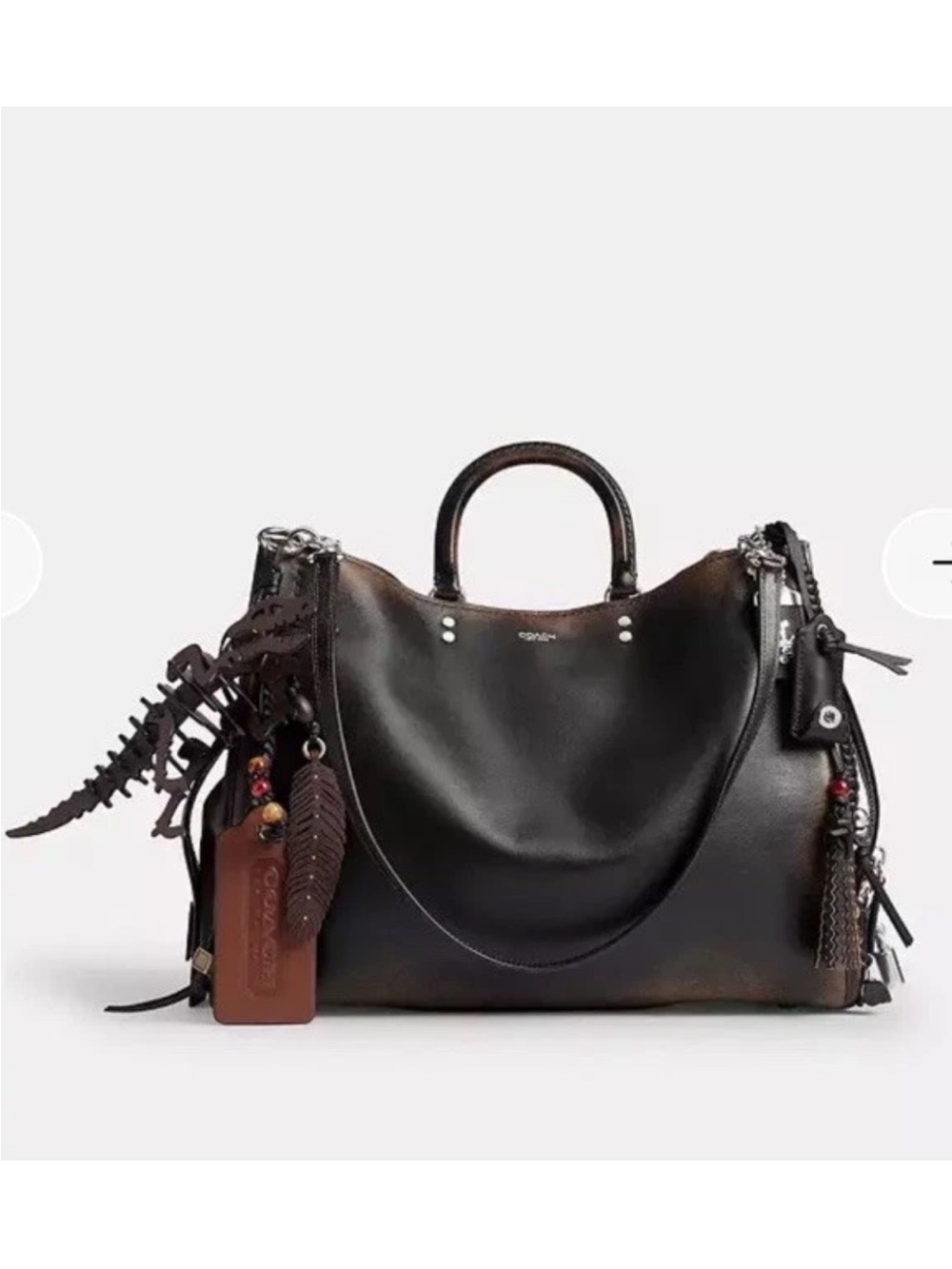 Coach Rogue 40 Bag in Love leather With Charms Rexy 10th Birthday black brown